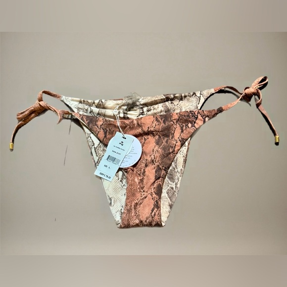 PQ Swim Snakeskin Python Reversible Tie Teeny Bikini Bottoms SZ Large NWT/Liner - Picture 3 of 12